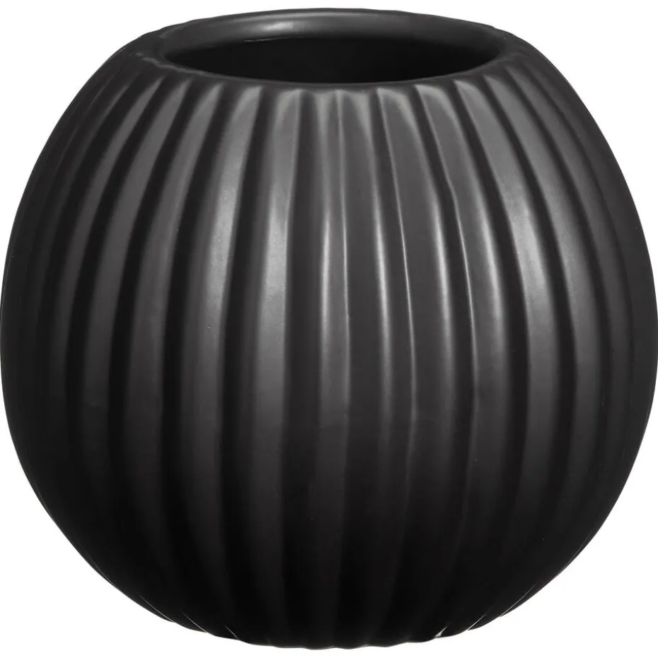Bloempot Ribbel Zwart