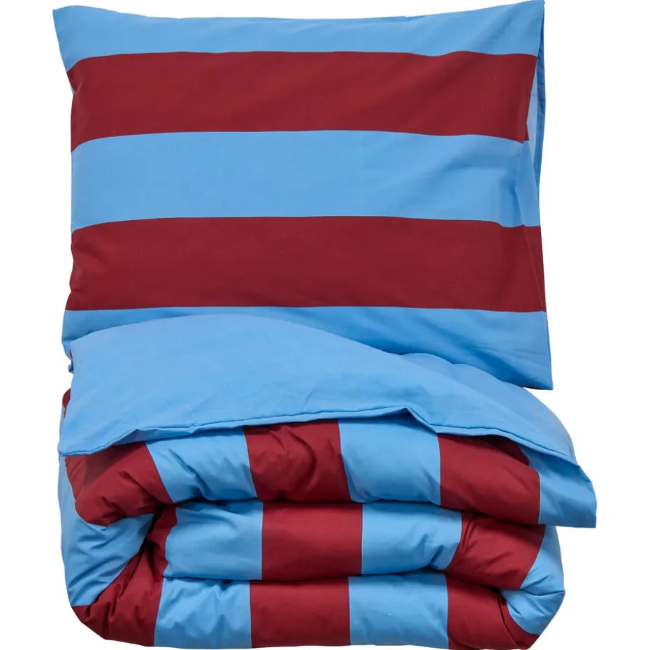 Dekbedovertrek Ezra - Blauw/rood 140x220 Cm