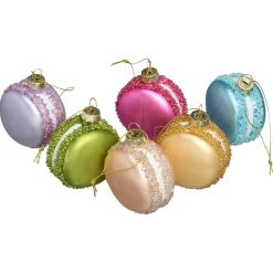 Kerstballen Macaron Multicolor - 6 Stuks